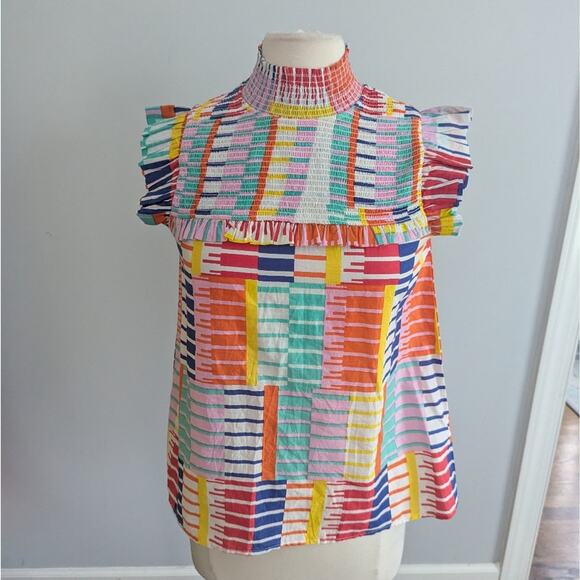 THML Tops - NEW Women's THML Small Rainbow Stripe Smocked Top